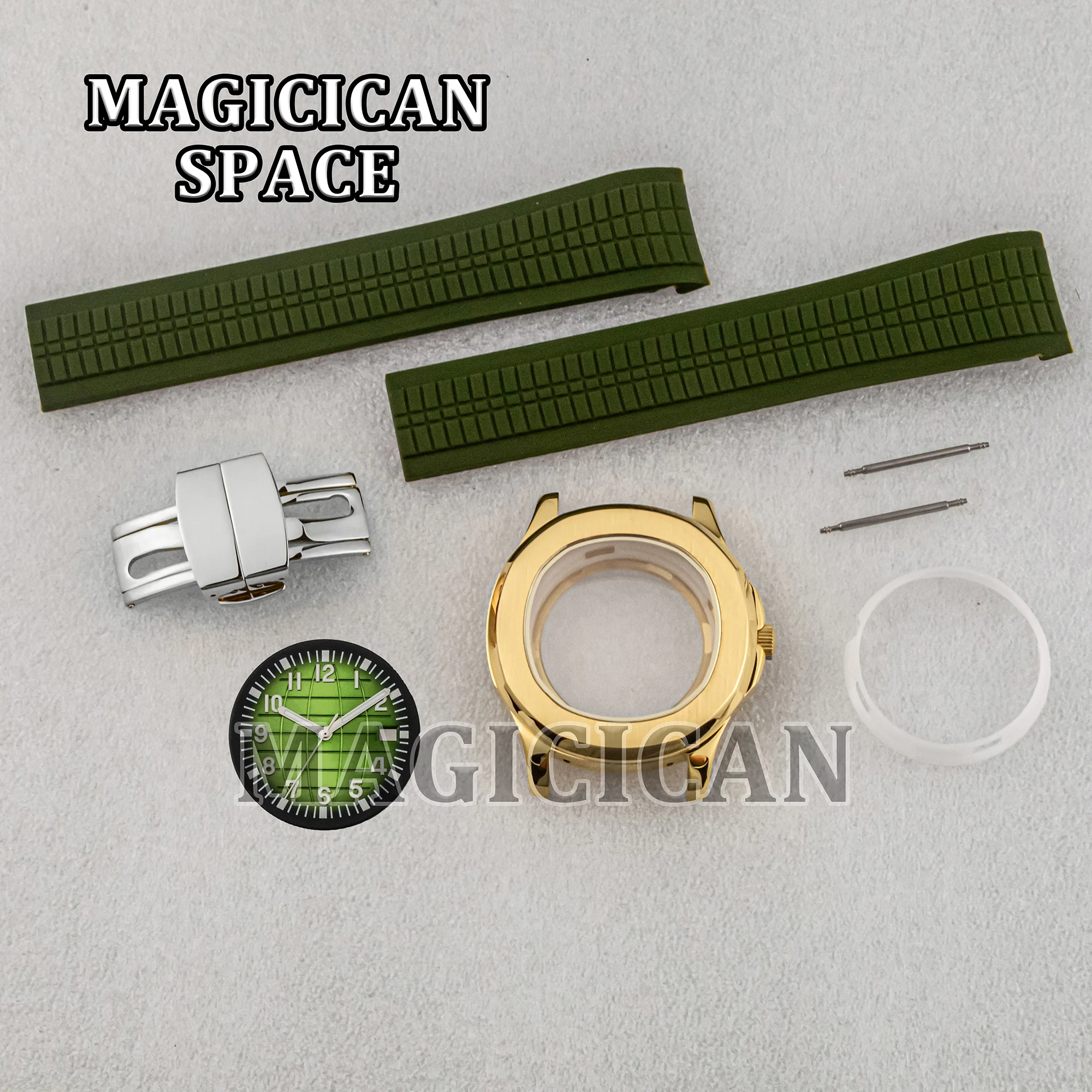 NH35 Watch Case Rubber Strap for AQUANAUT Nautilus Sapphire Glass Water Resistant 42mm Watch Case fit NH34/NH35/NH36 Movement