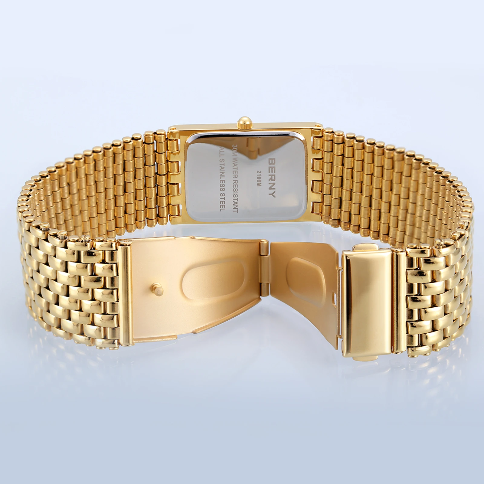 BERNY-reloj cuadrado de cuarzo para hombre, cronógrafo de pulsera, resistente al agua, 3ATM, de acero inoxidable, dorado, 2022 reloj hombre