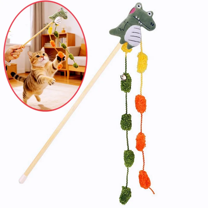 

Cat Toy Plush Ball Tassel Cats Stick Cartoon Sticks Cat Toys Interactive Long Handle Tassel Sticks for Cats Teasing Pet Supplies