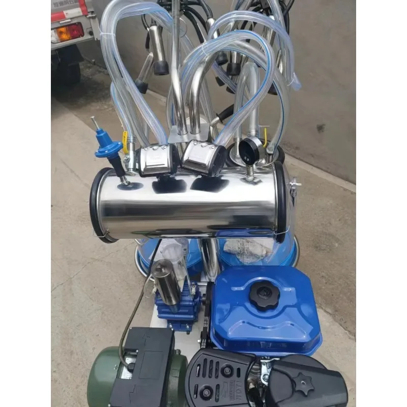 Best Quality and High Efficiency Gaso line and Electric Motor Integrated Vacuum Double Barrel Milking Machine for Cows and Goats