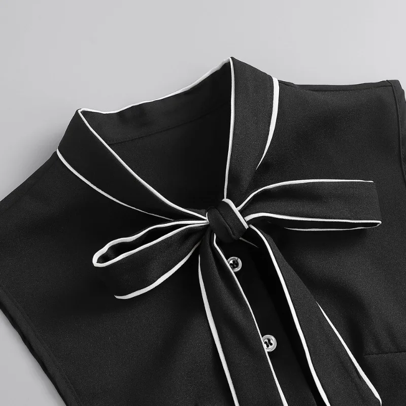 여성용 화이트 라펠 가짜 칼라 탈부착 가능한 넥 칼라 장식용 쉬폰 초커 여성용 가짜 칼라 액세서리