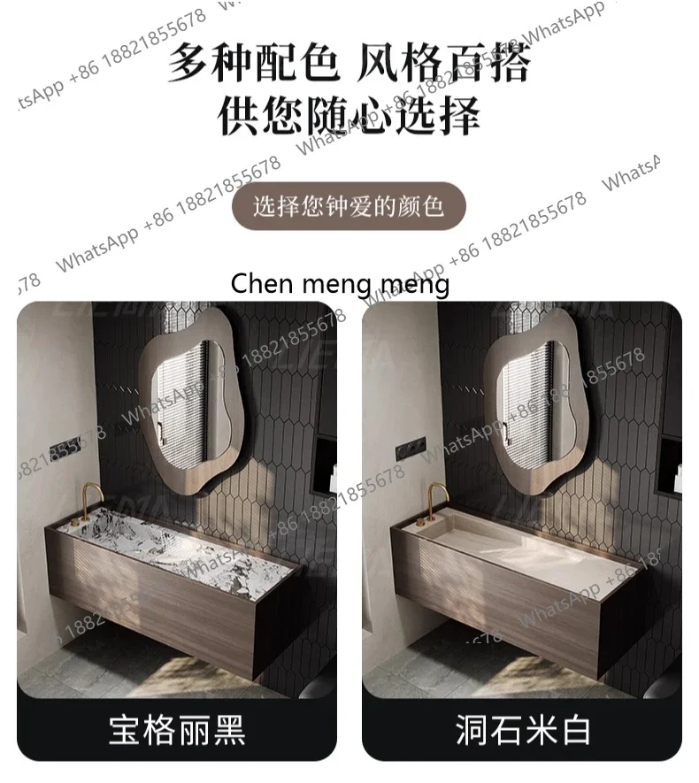 X  Rock slab bathroom cabinet integrated seamless basin, bathroom light luxury high-end, washstand single and double basin