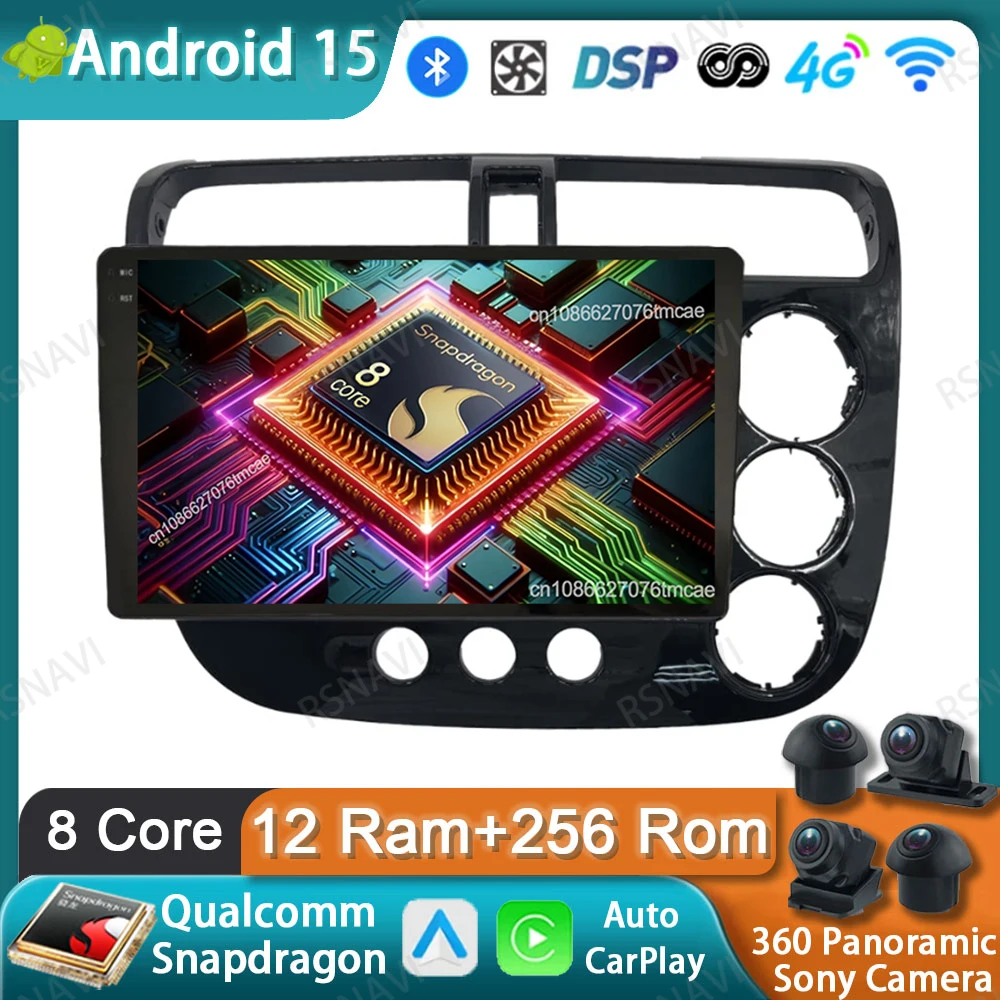 

Автомобильный радиоприемник Android 15 для Honda Civic 2000-2006, мультимедийный DVD, GPS, авторадио, BT Viedo Player, 4G LTE, головное устройство DSP, стерео, QLED