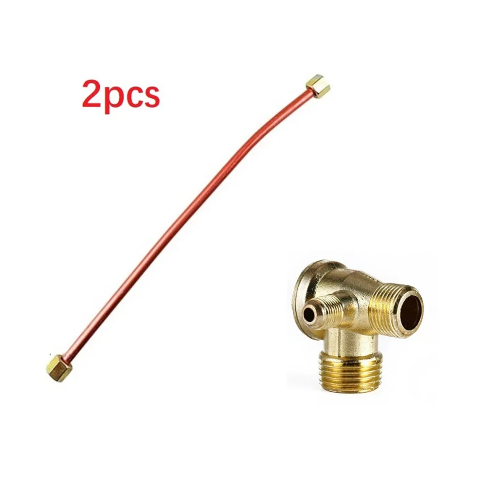 200mm Exhaust Tube With 3-Port Zinc Alloy Check Valve For Air Compressor Parts G1/8 Replacement Check Valve Power Tool Accessori