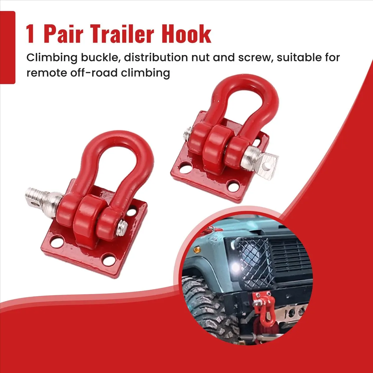 A290F Perfect ★◀◁1 Pair Trailer Hook 1: 10 Scale Accessory For RC Crawler -10 Truck
