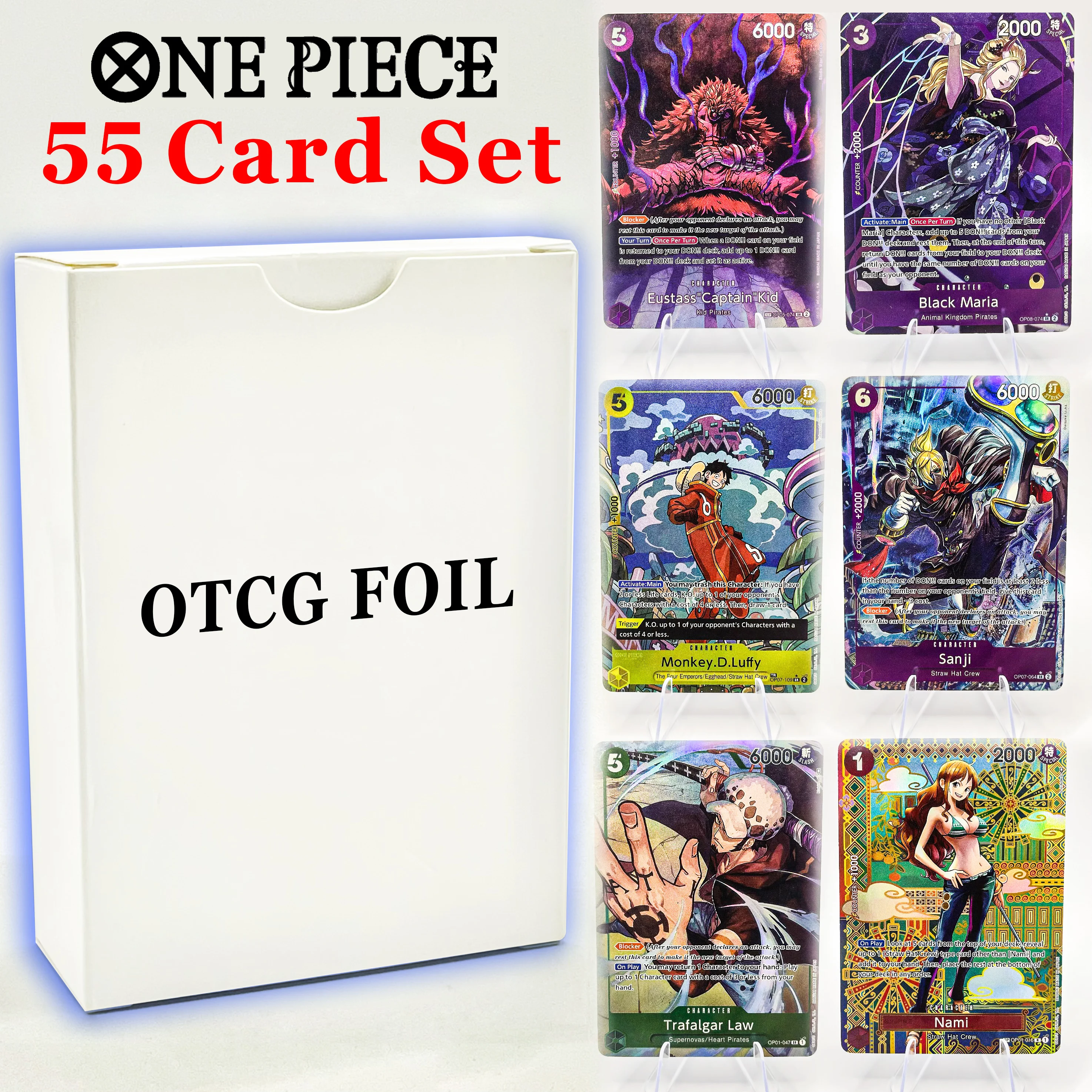 

PROXY 55 PCS ONE PIECE Romance Dawn Foil Cards Hancock Maria Carrot Linlin Pudding Nami Whole Set OTCG Collection Card