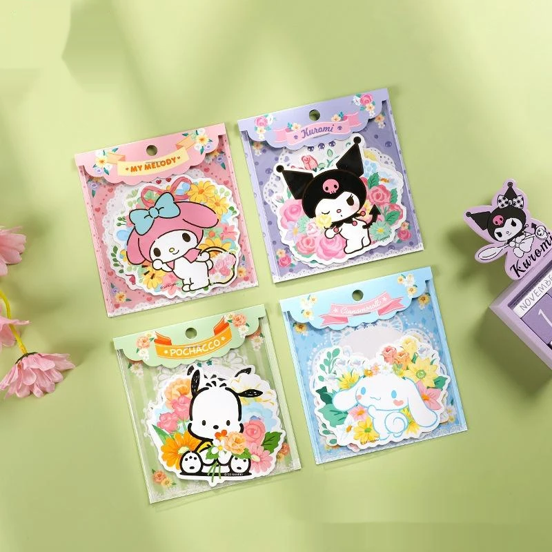 Imagem -02 - Sanrio Kawaii Adesivo Pack para Crianças Desenhos Animados Faça Você Mesmo Cinnamoroll Pochacco Conta de Mão Estacionária Atacado 10 Pcs