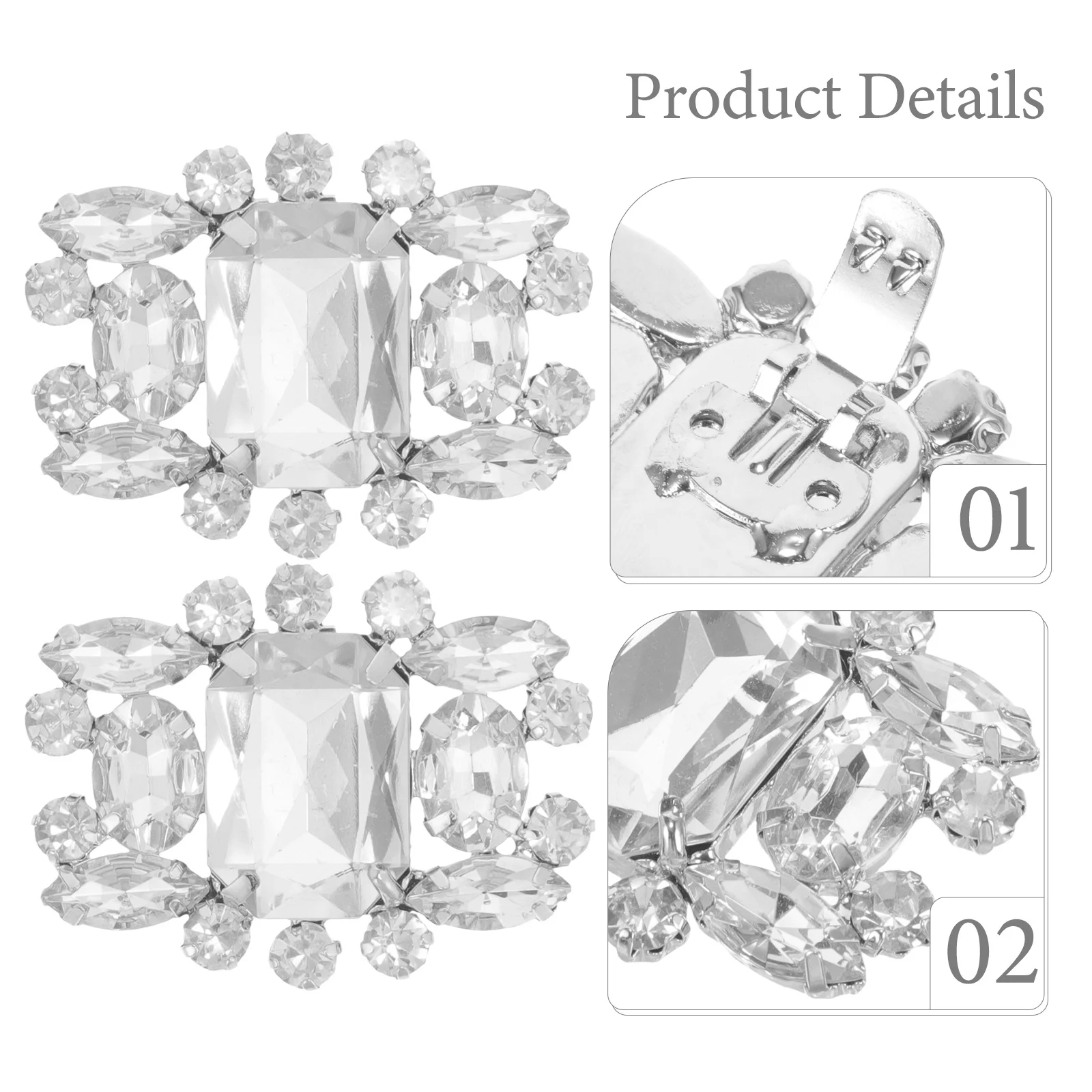 

2pcs Water Drill Shoe Buckles Rhinestone Clips For Women Crystal Shoe Decoration Bridal Wedding Party Flat Sandal Boot