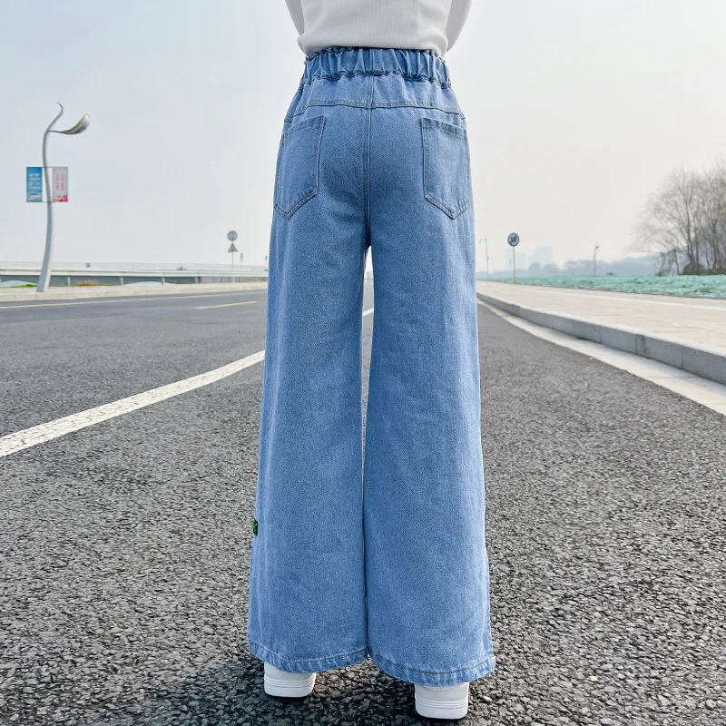 IENENS High Waist Jeans Girl\'s Baggy Jeans Straight Loose Wide-leg Pants Spring and Autumn Korean Fashion Denim Trousers