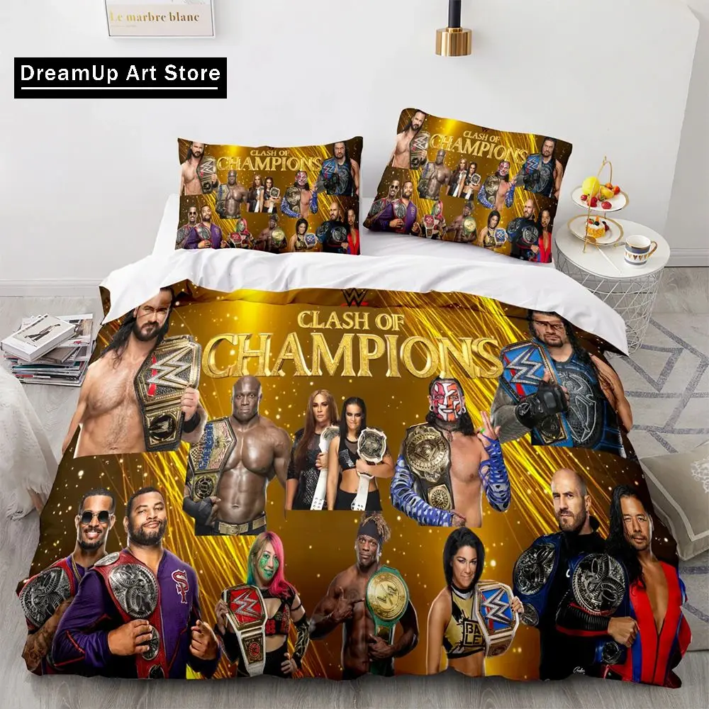 3D Print Fashion WWE RAW Wrestling Bedding Set Boys Girls Twin Queen Full Size Duvet Cover Pillowcase Bed Adult Bedroom