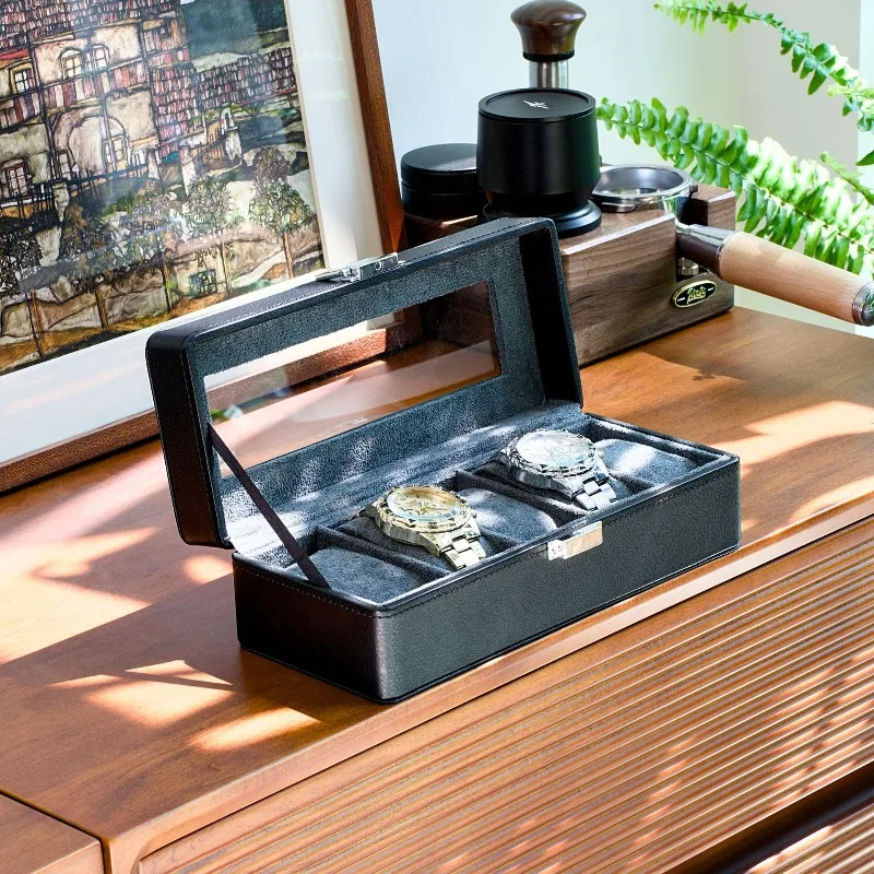 pu-leather-watch-box-dustproof-protect-storage-boxes-transparent-glass-display-case-large-capacity-flannel-showcase-supplies