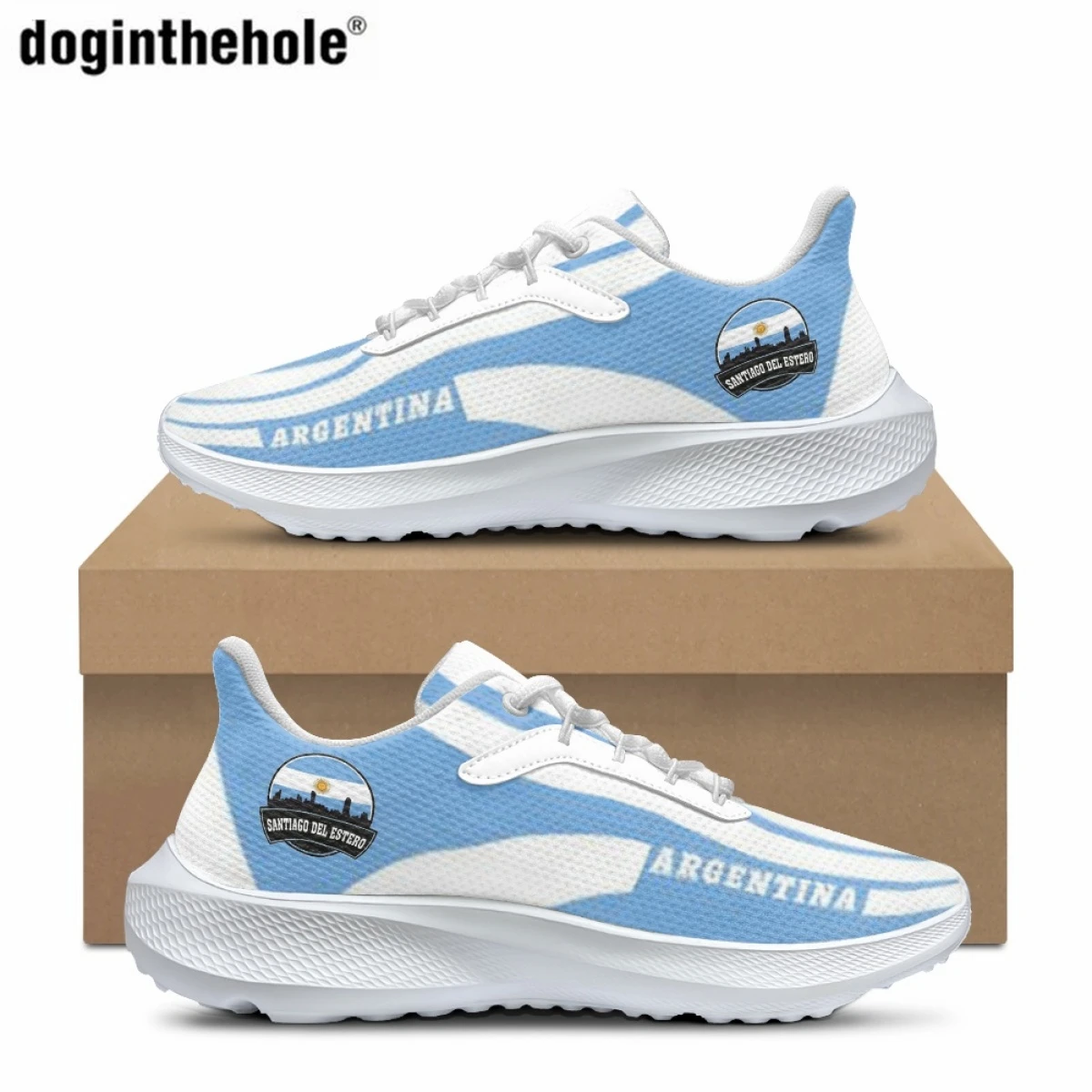 

Doginthehole Women's Casual Sneakers New Hot Argentine Flag Printed Outdoor Sports Shoes Wear-resistant Basketball Training Shoe