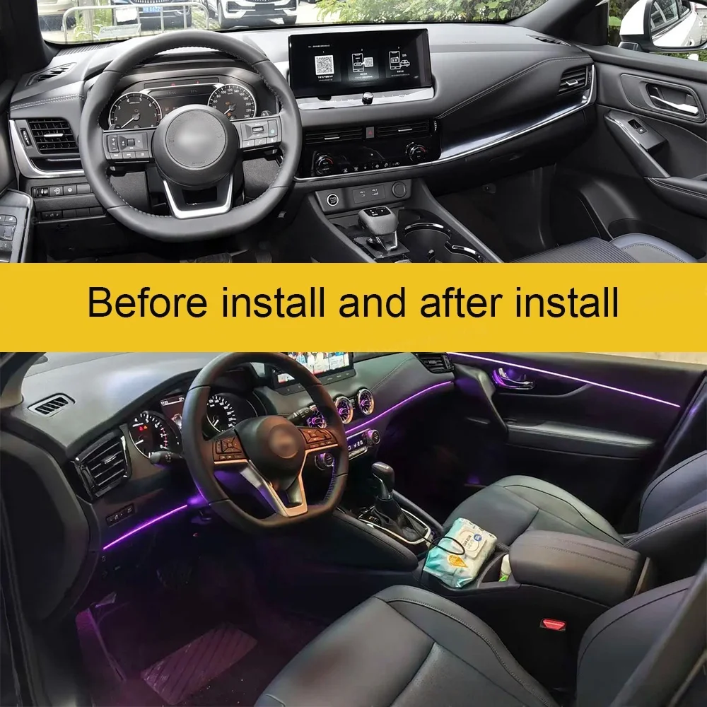 Dynamic Active Ambient Light For Nissan Qashqai J11 2016-2025 Ambient Light Car Accessoires Voiture Carbon Fiber Style