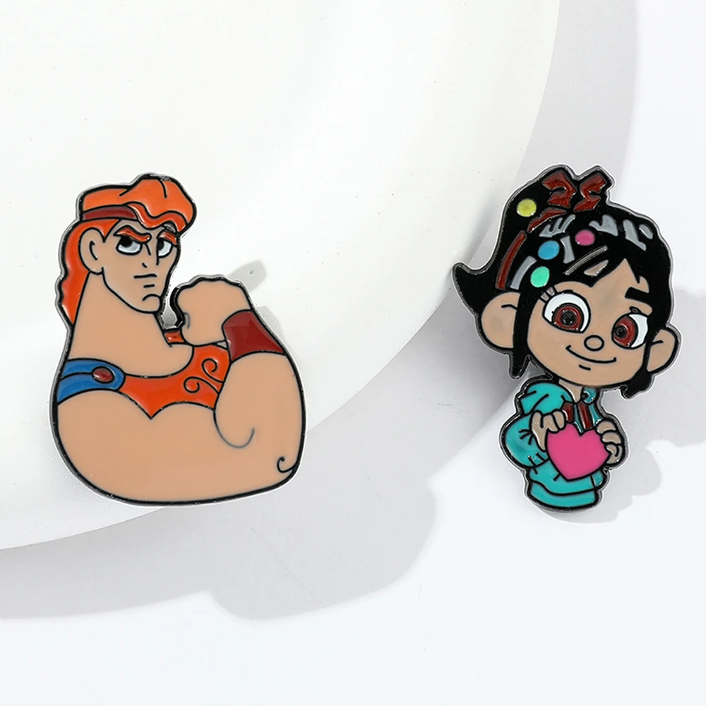 Disney Wreck It Ralph Cartoon Vanellope Von Schweetz broche de Metal lindo Kawaii esmalte Pin de solapa sombrero bolsa accesorios regalo para niños