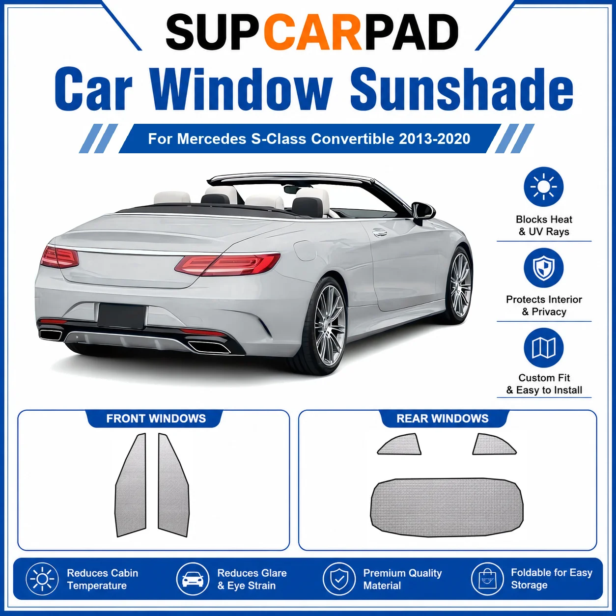 For Mercedes - Mercedes S-Class Convertible 2013-2020 Full Set Car Window Sunshades UV Block Privacy Heat Insulated Foldable Car