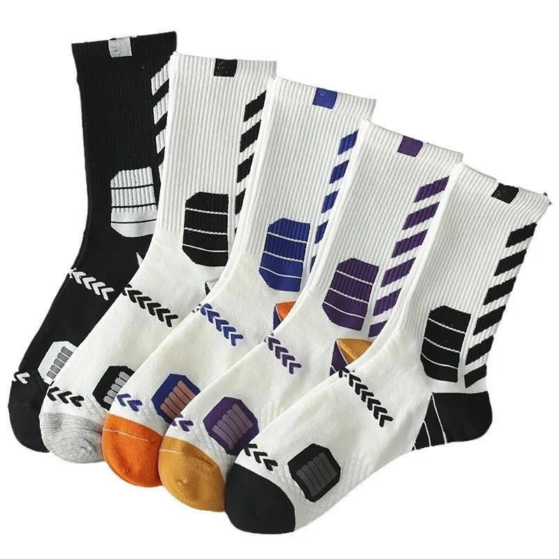 5 Pairs Men's Sock Autumn Winter Basketball Sports Mid Tube Thick Black White Funny Sock Calcetines Hombre Rayas Regalo Hombre