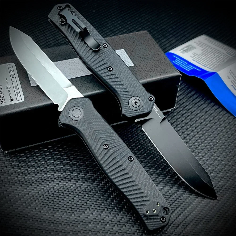 Outdoor Pocket Knife BM 8551 Mediator Assisted Folding Knife S90V Cerakote Plain Blade G10 Handles Defense Hunting Camping Tool