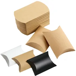 10/20/50pc Pillow Box Packaging Kraft Paper Gift Box Black White Cookie Candy Box Bag DIY Wedding Party Favor Christmas Supplies