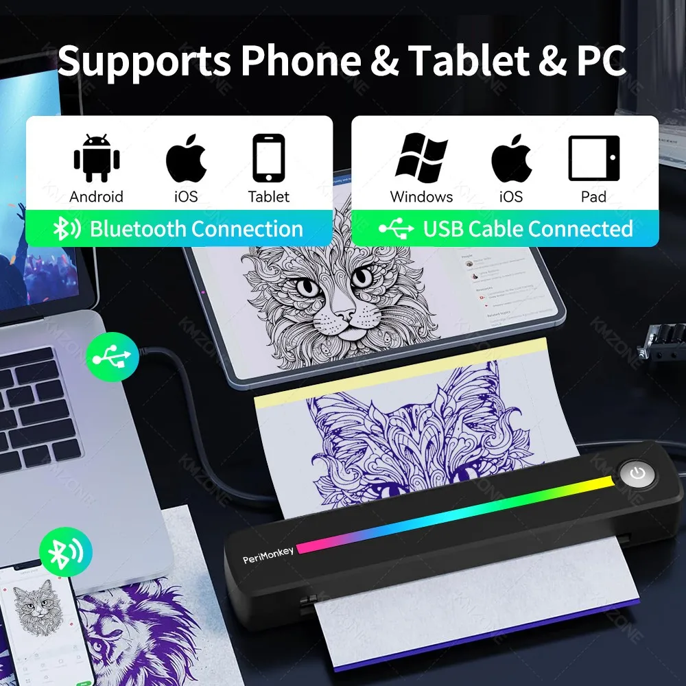 Peripage 2026 New Tattoo Senticl Transfer Printer Bluetooth Thermal Mobile Machine 5Transfer Paper Professional Pattern Printing