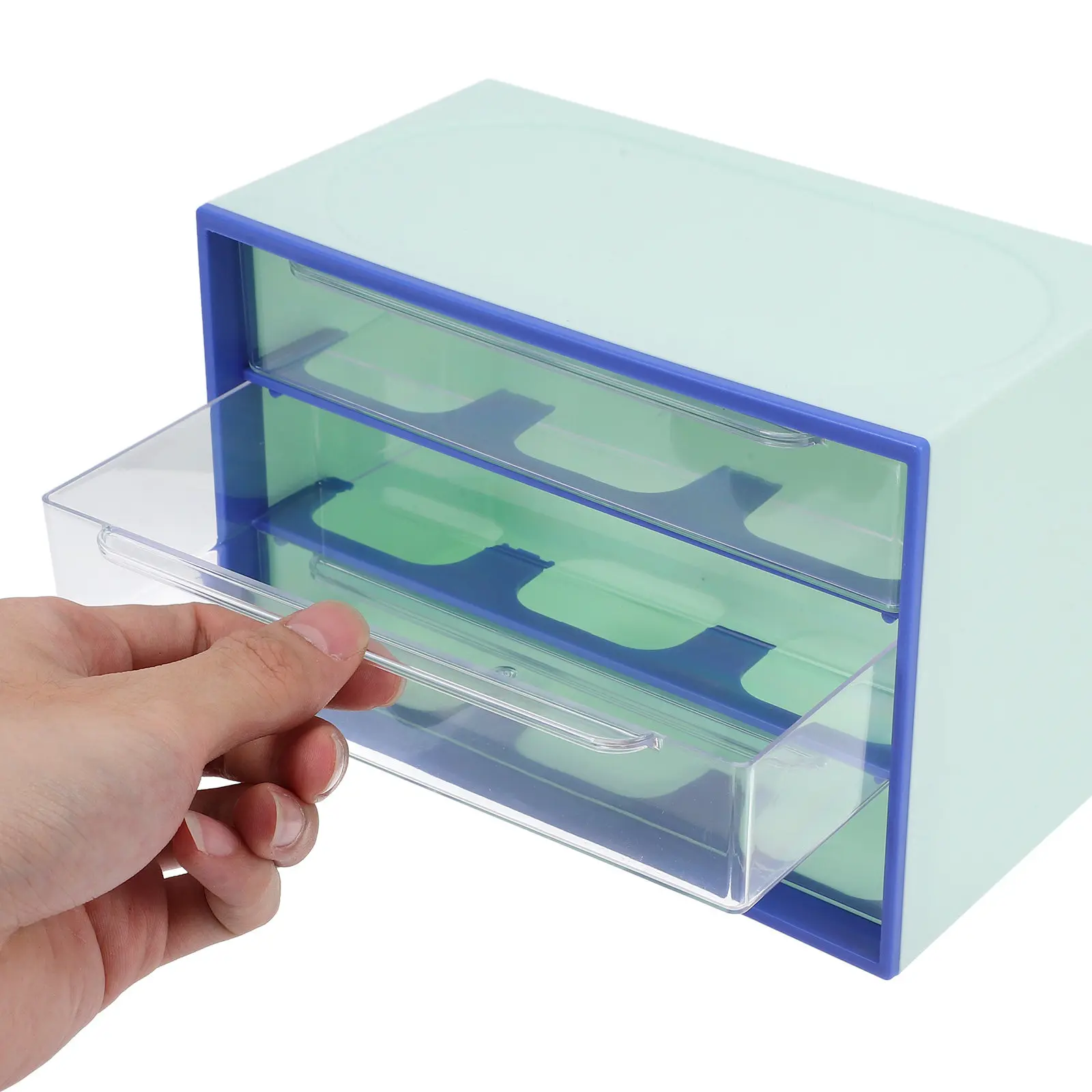 Three-Tier Clear Plastic Drawer Storage Box Organizer for Desktop Desk Kitchen Bathroom Office Stationery Cosmetics Small Items