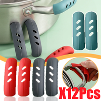 12/6/4/2Pcs Silicone Pot Handle Cover Heat Insulation Covers Pot Clip Anti Slip Steamer Casserole Pan Handle Holder Kitchen Tool
