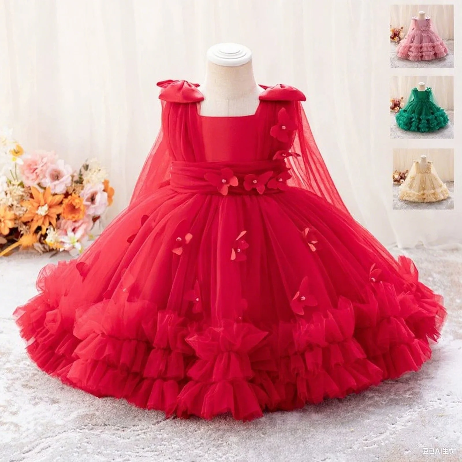 

‌Elegant Girls Halloween Princess Party Costume Sparkly Tulle Ball Gown Dress Fairy Tale Performance Outfit for Kids