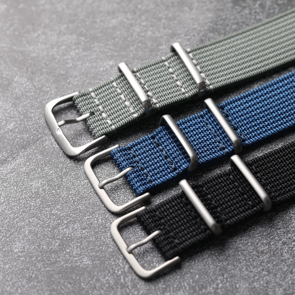 Braided Nylon Strap 20MM 22MM Black Green Grey Blue Slightly Elasticated Soft Breathable Wear-Rresistant G10 Adapte Soldier