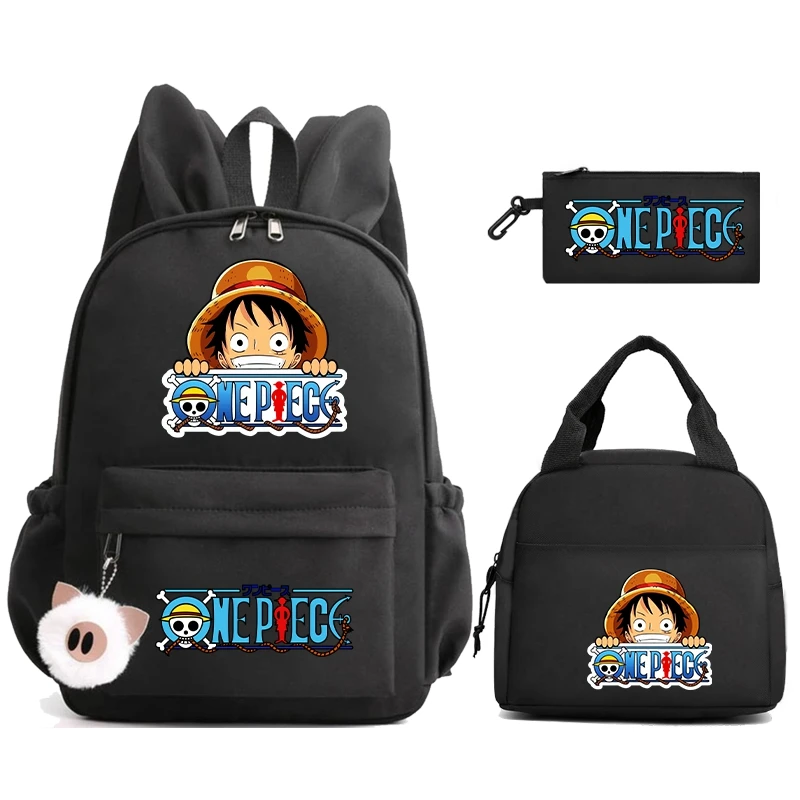 3Pcs/set Anime One Piece Backpack with Lunch Bag Pencil Case Back To Schoolbag for Boy Girl Bag Men Women Travel Bag Mochila