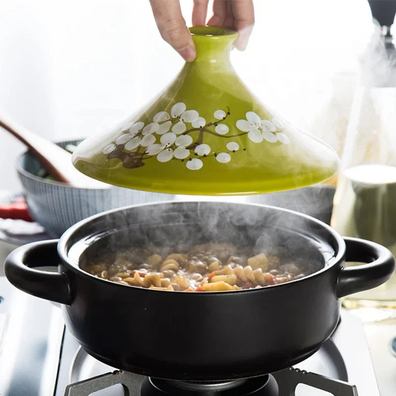 Kitchenware Flavor Keeping Cooking Mini Soup Saucepan Moroccan Ceramic Tower Gold Casserole with Lid