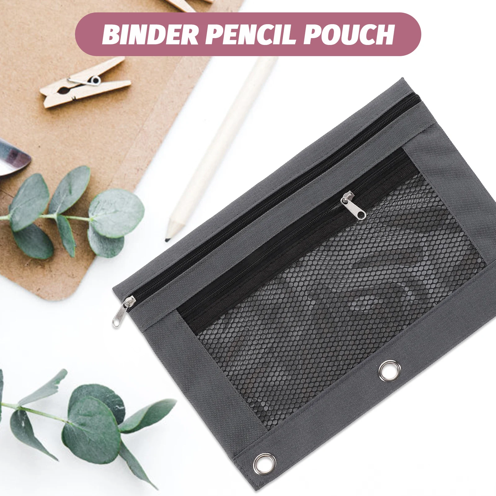 

2 Pcs Double-layer Pencil Bag Binder Pouch Pocket Clear Eye Mask Oxford Cloth Travel Small Pens Pockets with