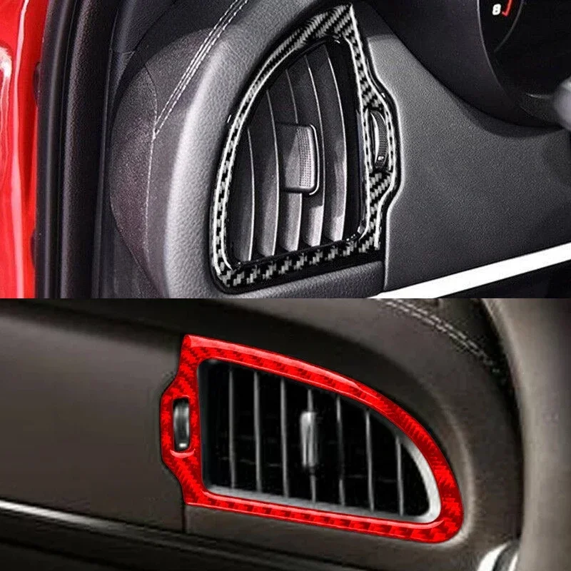 

ABS Red Carbon Fiber Cover For Kia Stinger 2018 - 2020 2021 2022 2023 2024 LHD Car Instrument AC Outlet Vent Frame Interior Trim
