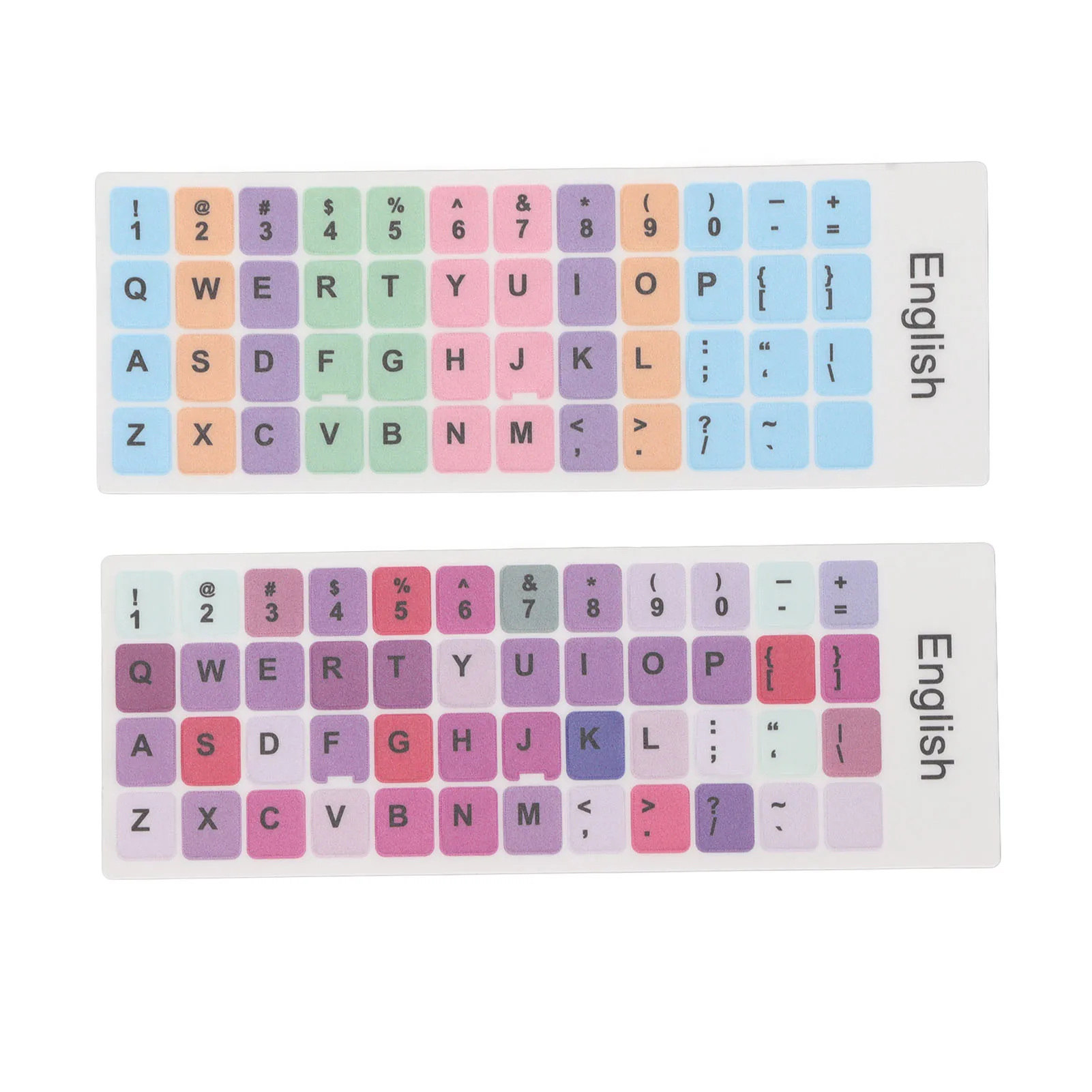 

ZK20 2pcs Keyboard Stickers Colorful English Language Dustproof Waterproof Coating PVC Material Computer Keycaps Stickers E