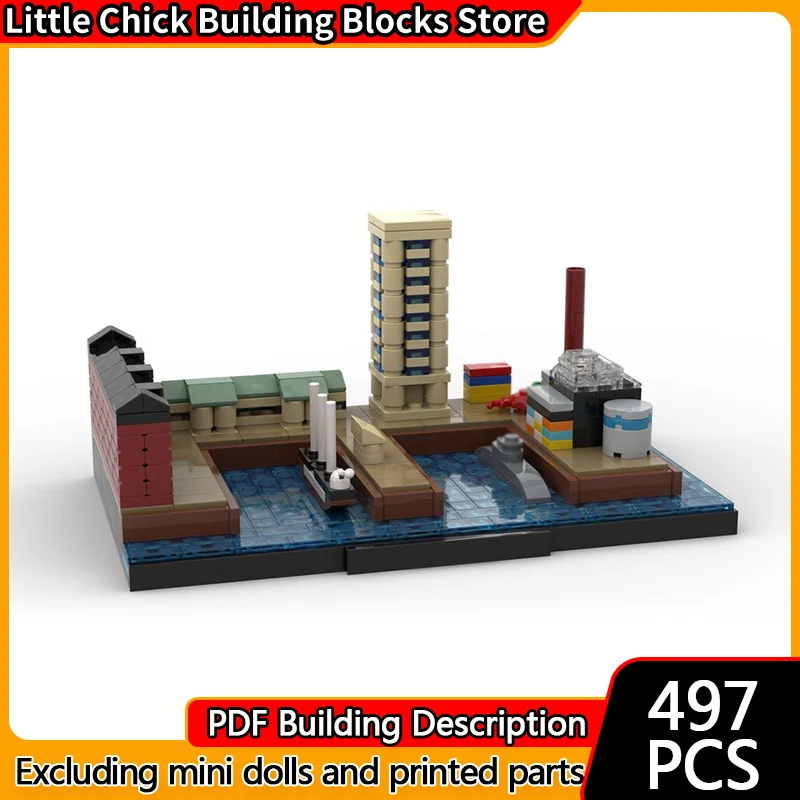 

Модель City Street View MOC, строительные кирпичи, Baltimore Skyline, модульная технология, детские праздничные подарки, сборные игрушки, костюм