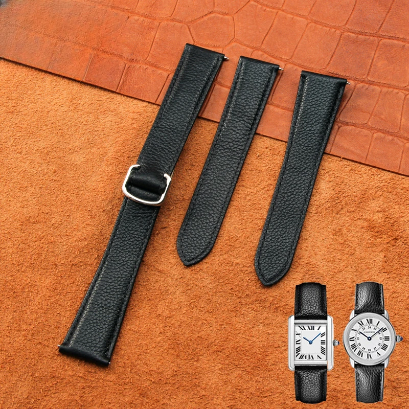 

High Quality Cowhide Genuine Leather Watch Band High-grade double-tailed watch Strap 16/17/20/ 22/23/25mm Fits Cartier Tank