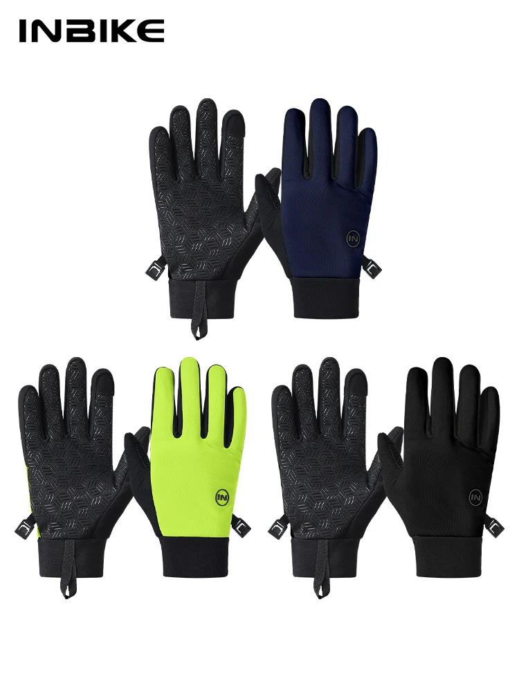AliExpress INBIKE Windproof Fleece Men's Cycling Gloves Warm Full Finger Touch Screen Shock Absorbing Anti-Slip Long Finger Road Bike
