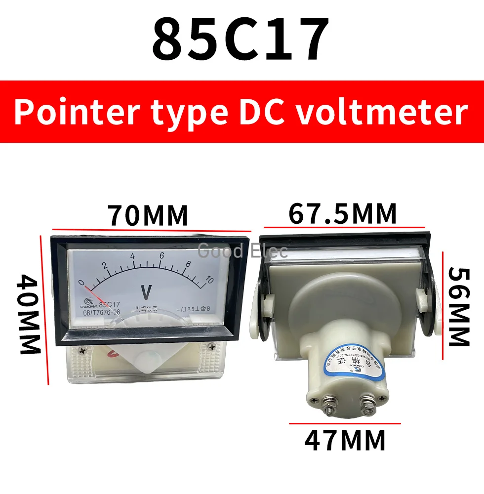 85C17 DC 1V 2V 3V 5V 10V 15V 20V 30V 50V 100V 500V  Panel Meter voltmeter for voltage Testing voltage Tester Gauge