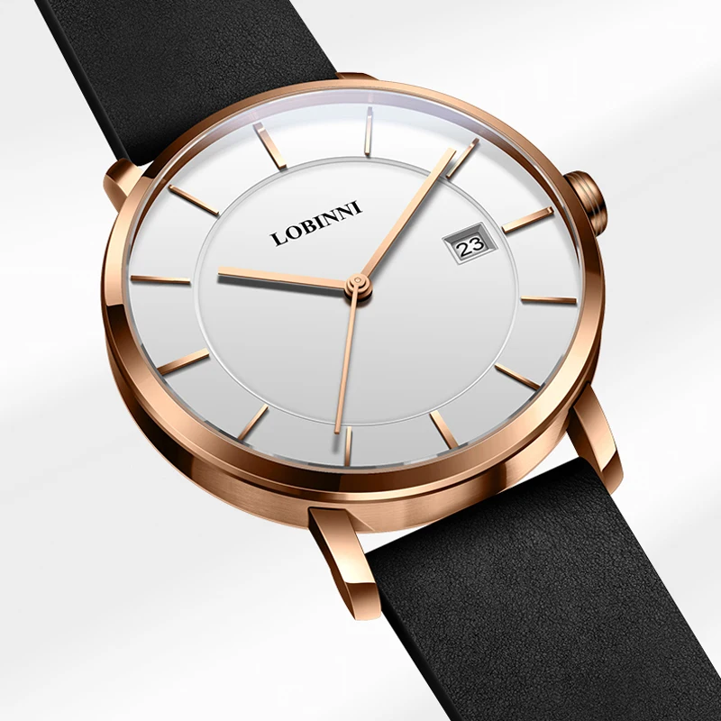 LOBINNI-reloj de cuarzo japonés MIYOTA para parejas, marca de lujo suiza, resistente al agua, fecha automática, reloj de cuero de Color a la moda, L3033