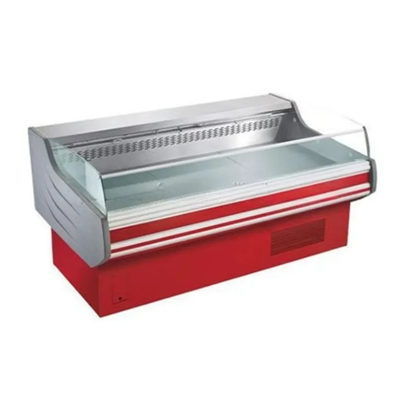 Custom Made Green Health Led Light Commercial Cooler Meat Showcase for Butcher Meat Display Freezer