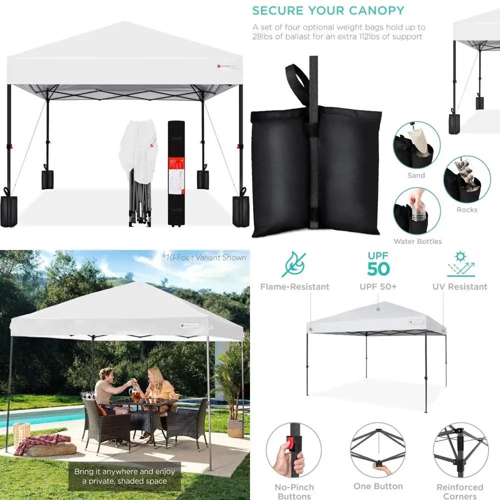 

Portable Instant Canopy Shelter - 8x8ft One Person Setup, Easy Push Button, Carry Case, 4 Weight Bags, Ideal for Outdoor Events