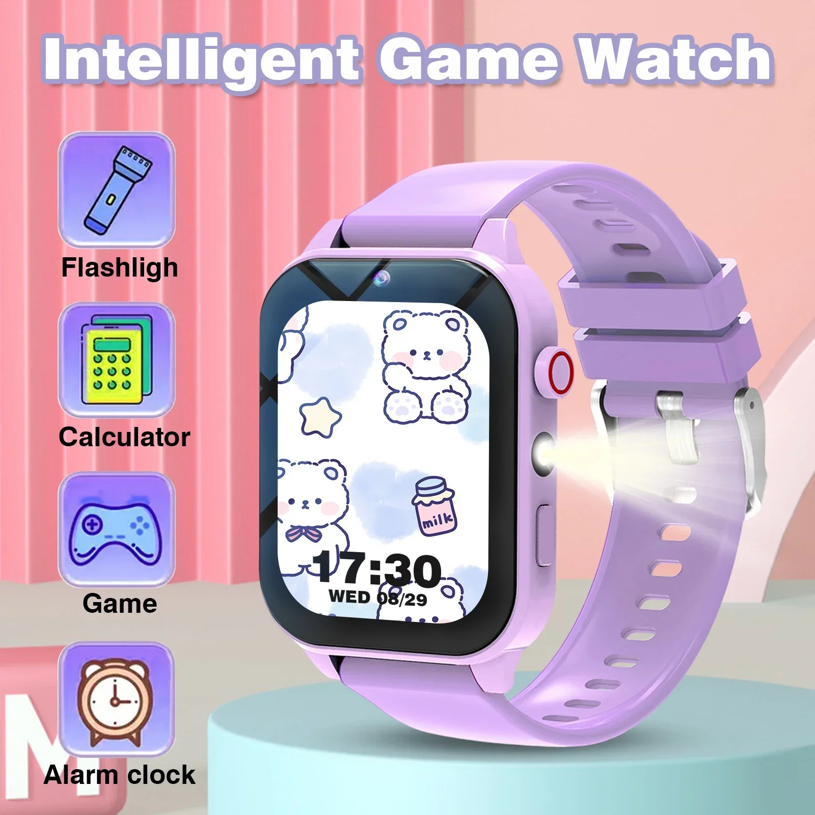 

Kids Games Smart Watch 18 Games Camera Waterproof Flashlight Sleep Monitoring For Birthday Holiday Gift Boy Girl Children