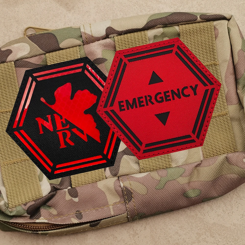 Evangelion NERV IR Reflective Patches Hook&Loop Tactical Badge Navy Armband Fabric Accessories Patches Backpack Clothes Stickers
