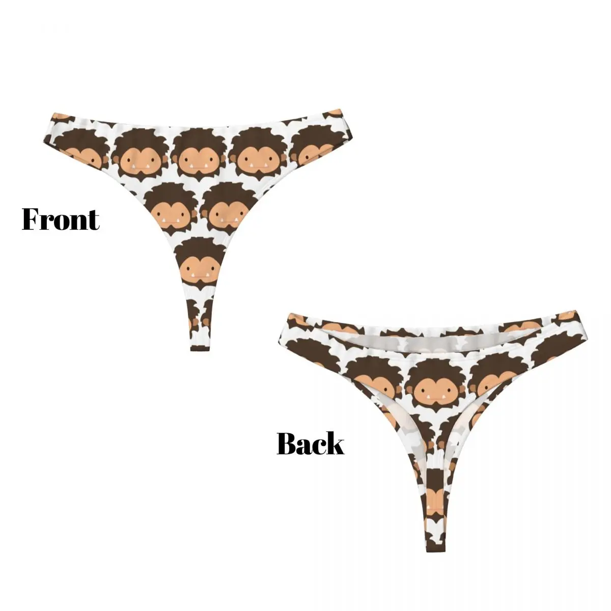 Custom Sneaky Sasquatch Big Head G-string Panties Breathable Women Stretch Thongs Comfort Underwear