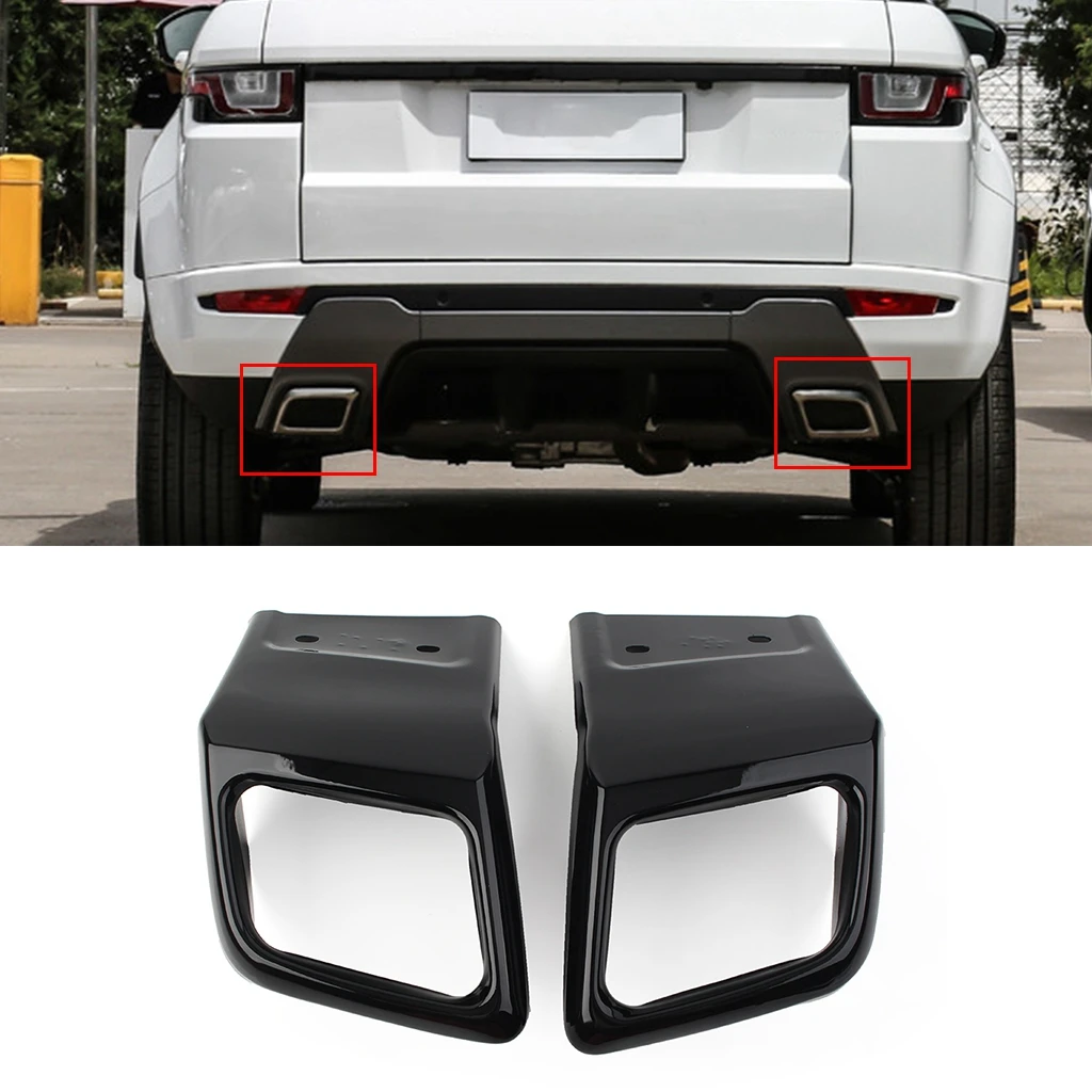 1Pair Glossy Black Car Rear Bumper Exhaust Tube Trim Fit For Land Rover Range Rover Evoque 2010-2018 Car Accessories