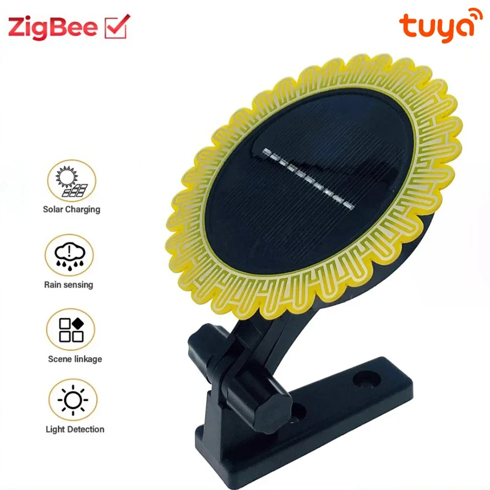 Tuya Smart for Zigbee Rain Sensor Solar Charging Real-time Rainwater Detector Smart Life App Controlled for House Outdoor