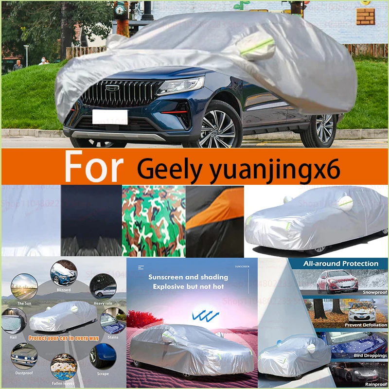 

Для Geely Yuanjingx6 черный и серебристый универсальный автомобильный чехол водонепроницаемый пылезащитный уличный защитный чехол полный дождь снег УФ-защита
