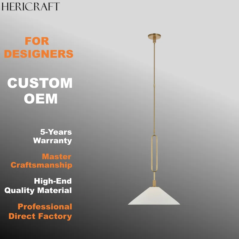 Minimalist Metal Pendant Light Customizable Height Chandelier For Dining Kitchen Bedroom Bath UL Standard