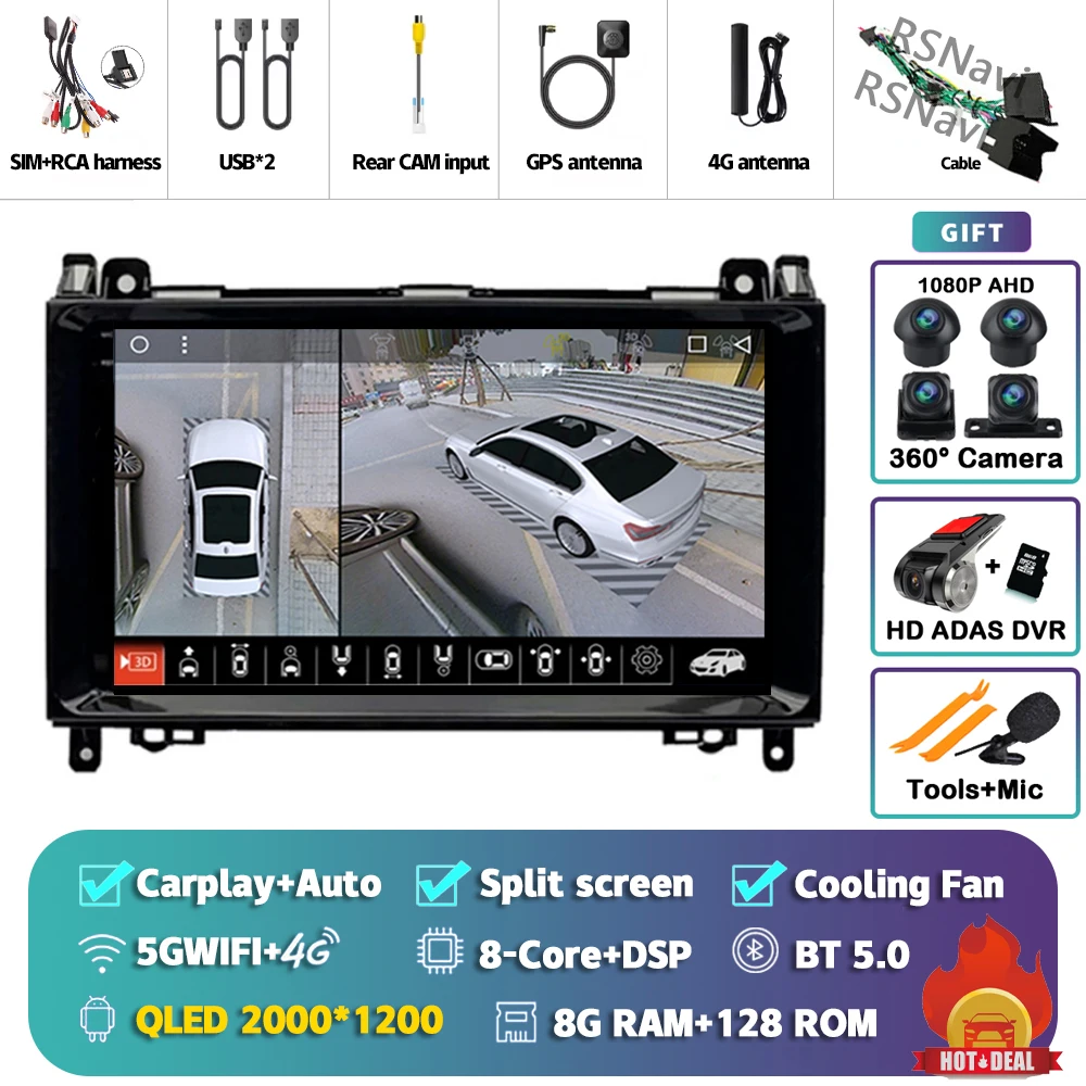 Android 15 Voor Benz Sprinter Volkswagen Crafter 2006-2016 2K QLED Android Autoradio Multimedia Video Player GPS stereo CarPlay - afbeelding 1