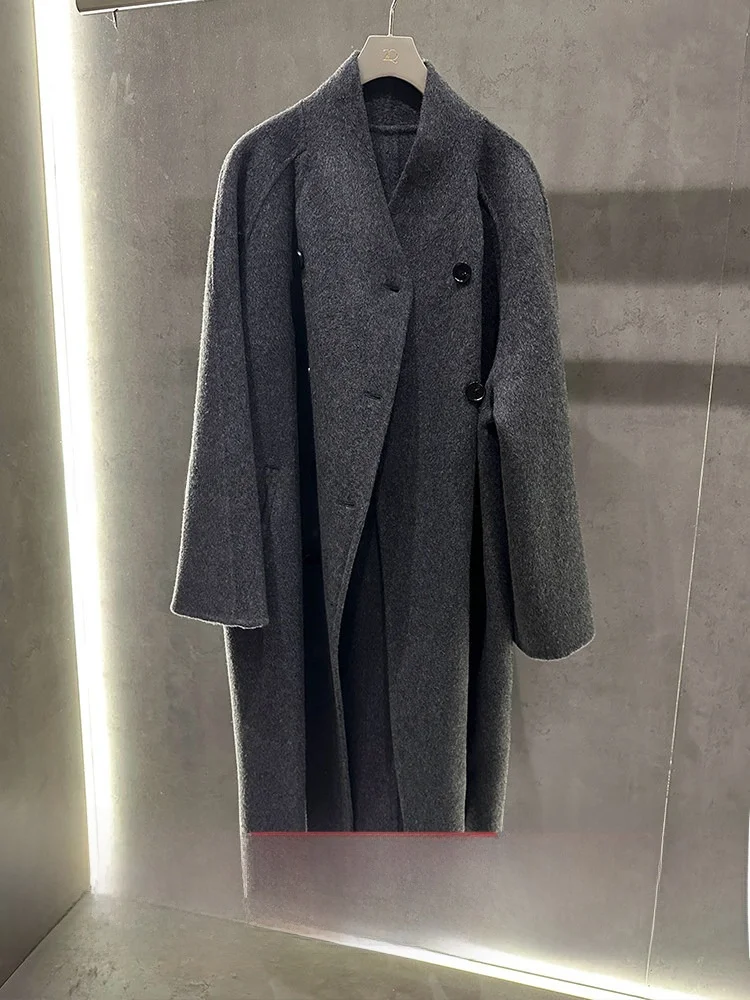 

Пальто ZQ двустороннее шерстяное повседневное из 100% мериносовой шерсти, молодежное, с длинными рукавами, на двух пуговицах, специальное предложение к концу года