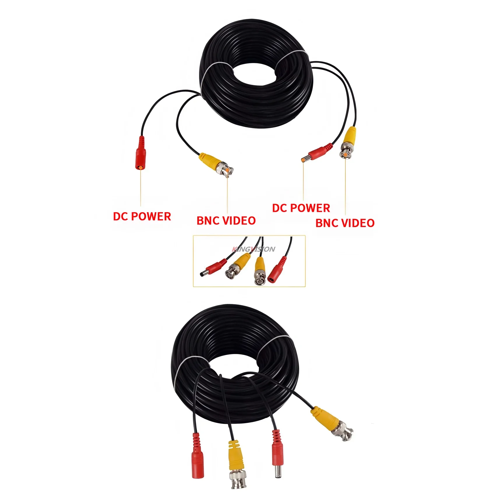 Verbeterd aluminiumfolie schild 30m Alle koperen BNC DC 2in1 AHD TVI-beveiligingscamera verlenging afgewerkte kabel HD-videovoeding