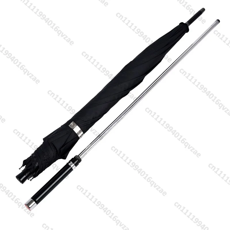 Simple Self-defense Umbrella Long Handle Straight Rod Weather Vinyl Sunshade Can Pull Out Stick Umbrella